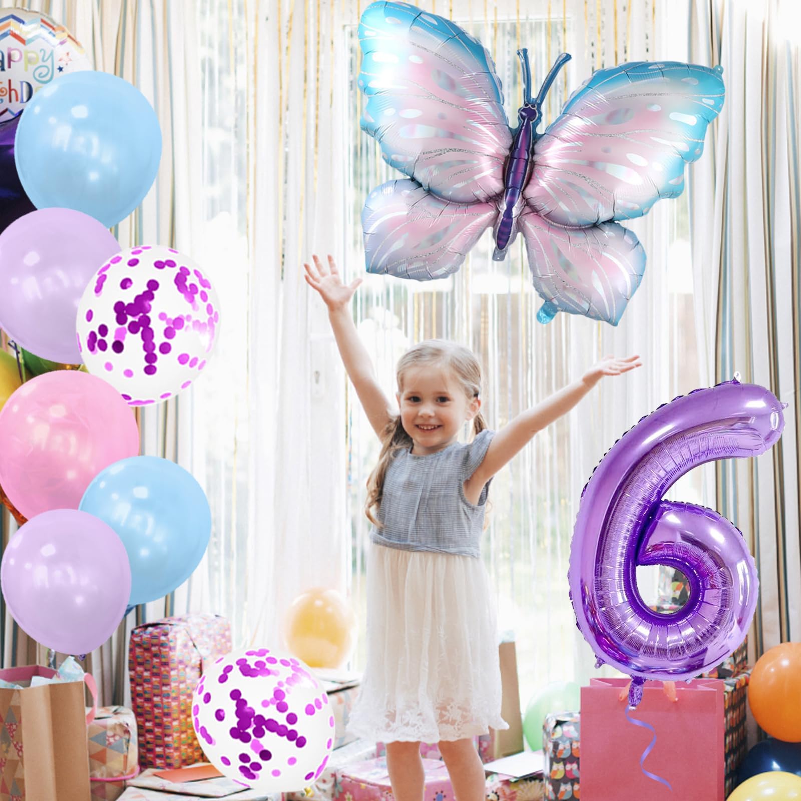 Amazon.com: Dokuna Purple Butterfly Birthday Decorations, 9